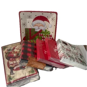 Christmas Napkins (5)Variety 1 Paper Plates Holiday Party Reindeer Santa Tree - Picture 1 of 11