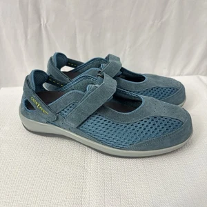 Orthofeet Shoes Womens 9 D Wide Sanibel Mary Jane Sneakers Blue Suede Mesh 898 - Picture 1 of 8