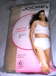 NWT Jockey Elance Women's 3 Briefs Tan Size 10 3xl in package New Panties Cotton - Picture 1 of 1