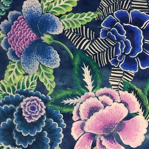 5 meters x DESIGNERS GUILD "Rose De Damas" Velvet fabric Indigo ON ROLL - Picture 1 of 9