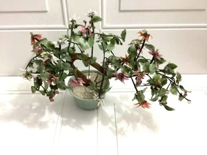 Japanese Vintage Artificial Bonsai Tree And Jade Flowers - Picture 1 of 9