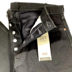 Levi's 501 Original Button Fly schwarz Denim Jeans Herren Größe 34 x 36 brandneu Etikett - Bild 1 von 8
