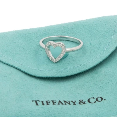 Tiffany & Co 950 PLAT .10CTW Diamond Metro Heart Ring W/ Pouch Sz 5.75 #JB535-2 - Image 1 of 4