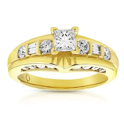 1 ct Diamond Solitaire Engagement Wedding Ring Women in 14K Yellow Gold Princess - Image 1 of 4