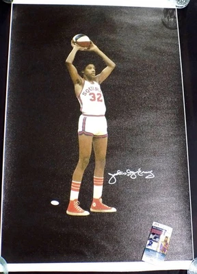 JULIUS ERVING HOF Signed Autograph 37.75x24 Canvas Poster Squires JSA 💎 COA - Image 1 of 4