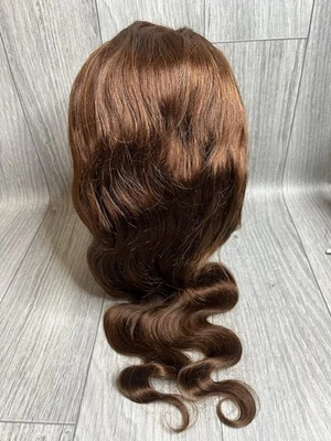 Peluca de cabello humano Body Wave 26 pulgadas marrón medio 13x6 con encaje y pelo de bebé C15 Foto 1 de 4
