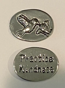 Basic Spirit Canada Handcrafted Pewter Token Charm HUMMINGBIRD Practice Kindness - Picture 1 of 4