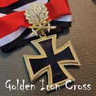 WWII GERMAN GOLDEN IRON CROSS MEDAL OAK LEAF SWORDS DIAMONDS BADGE W BOX
