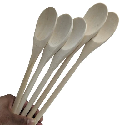 5pc Wooden Spoon Set Baking Mixing Kitchen Utensils Set Non Scratch Long Cooking - Image 1 of 4