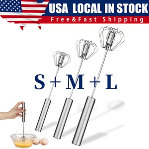 Semi-Automatic Egg Whisk Hand Push Egg Beater Stainless Steel Blender Mixer Whis - Picture 1 of 9