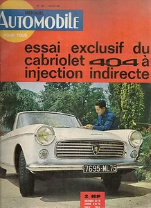 L'AUTOMOBILE 196 1962 PEUGEOT 404 CABRIOLET LANCIA FLAMINIA ZAGATO CITROEN 5HP - Foto 1 di 4