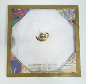 Markenloses Taschentuch Geschenkset - 2 Taschentücher und Brosche 004 - Bild 1 von 7