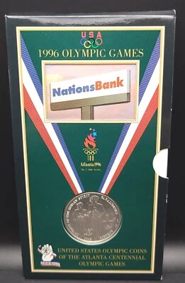 RARE 1996-D BU OLYMPICS TRACK RUNNING SILVER DOLLAR COMMEMORATIVE FOLDER - Image 1 of 4