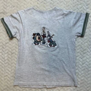Vintage Kids Looney Tunes Button Down Baseball Tshirt - Picture 1 of 6