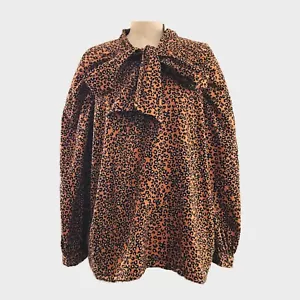 Who What Wear Baumwolle Animal Print Pussybow Langarm Bluse Top Shirt - XXL - Bild 1 von 9