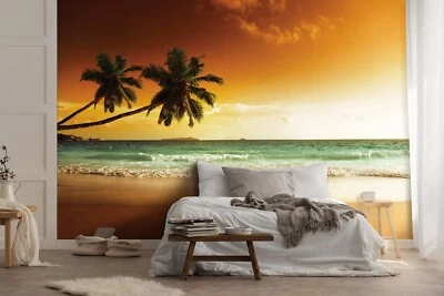Amanecer Playa Foto Papel Pintado Mural 312x219cm – Vacaciones Dormitorio Decor - Imagen 1 de 4