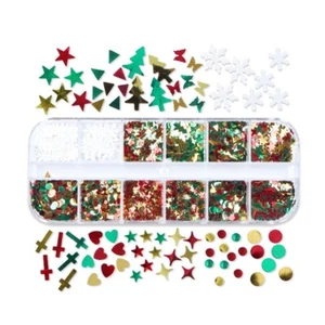12 Grids Snowflake Christmas Tree Nail Sequin for Jewelry Making Greeting Cards - Picture 1 of 8