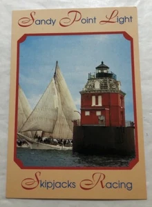 Sandy Point Light & SkipJack Racing Baltimore, Maryland. Postkarte (Q2) - Bild 1 von 2