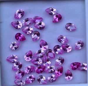 37 Pcs Natural Mogok Pink Ruby AGL Certified 7 x 4 mm Pear Shape Loose Gemstone - Picture 1 of 9