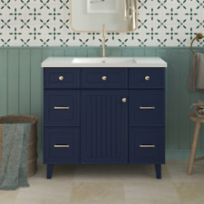 36" Modern Bathroom Vanity Set with Integrated Resin Sink Top-Wood Cabinet Basin