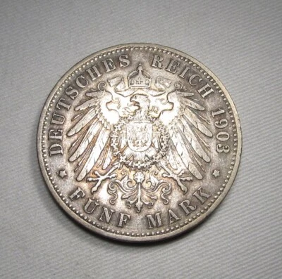 1903-A Germany Prussia Silver 5 Mark XF Details Coin AP607 - Image 1 of 3