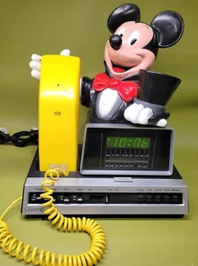 VINTAGE 1980er MICKEY MOUSE TELEFON UHR RADIO - UNISONIC Modell 6052 - FUNKTIONIERT - Bild 1 von 12