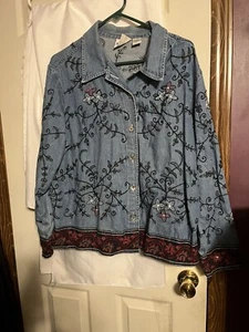 blue jean shirt/jacket vintage Kaktus plus 1X 100% cotton new buttons - Picture 1 of 17