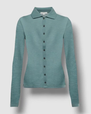 $225 Vince Womens Green Long-Sleeve Merino Wool Button-up Polo Shirt Top Size M - Image 1 of 4