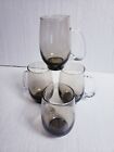 4) LIBBEY TEMPO BROWN Smoke w/Clear Applied Handle TANKARD Drinking Beer GLASSES