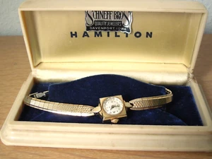 Vtg Hamilton Women's Square 10KRG Plated Bezel Mechanical Watch Great Cond - Picture 1 of 11