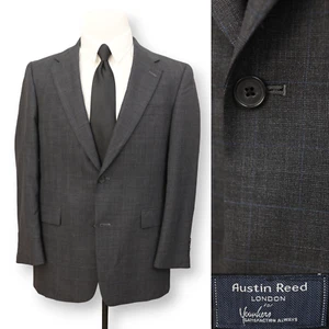 AUSTIN REED mens charcoal gray plaid sport coat suit jacket blazer 40 41 42 R - Picture 1 of 14