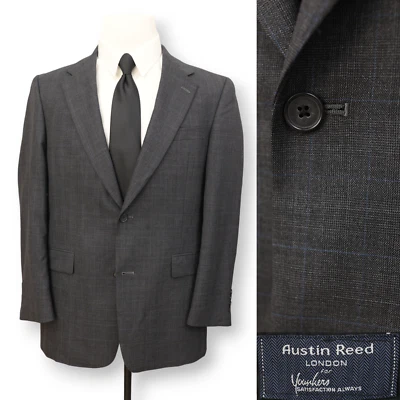 AUSTIN REED mens charcoal gray plaid sport coat suit jacket blazer 40 41 42 R - Image 1 of 4