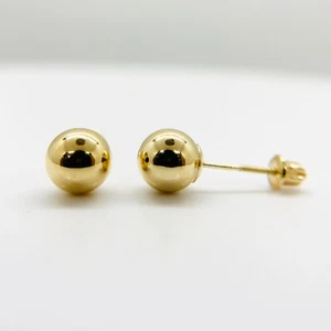 Klassische einfache Ohrstecker 14 Karat Gold Kugel rund Kreis Schraubverschluss - Bild 1 von 3