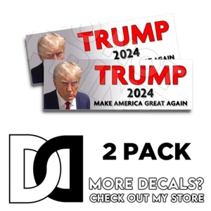 Trump 2024 Make America Great Again MAGA Donald Trump Mug shot Sticker Decal 2pk - Picture 1 of 4