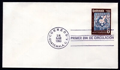 Guatemala 1963 correo aéreo Kennedy Sc. #C266 RARA SOBREIMPRESIÓN ROJA EN LUGAR DE NEGRA Foto 1 de 3