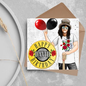 Personalisierte Geburtstagskarte Guns and Roses, Karte zum 50. Geburtstag, Schrägstrichkarte - Bild 1 von 10