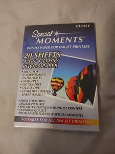 Special Moments Photo Paper for Ink Jet Printers-20 Sheets 4"x6" Glossy Photo - Picture 1 of 7