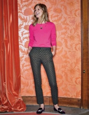 BODEN Mirabelle Trousers UK 8R Green Wool Blend Polka Dot 7/8 BRAND NEW T0032 - Image 1 of 4