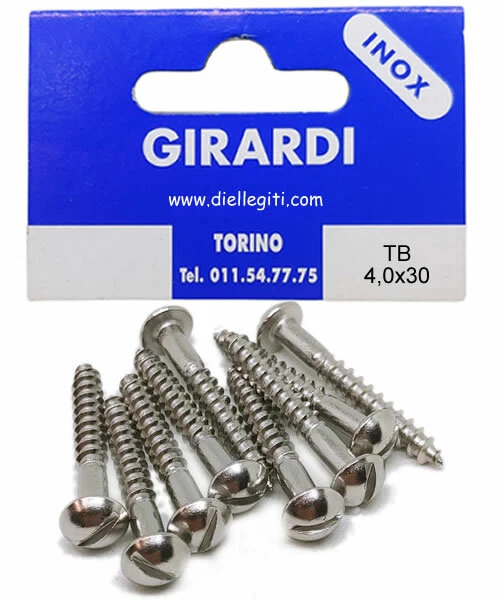 VITE A LEGNO IN ACCIAIO INOX A2 TESTA BOMBATA A TAGLIO DIN 96 mm4,0x30 - Immagine 1 di 1