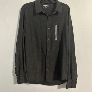 Tony Hawk Men's Button Up Long Sleeve Shirt Size XL Solid Gray Pocket Skater - Picture 1 of 6