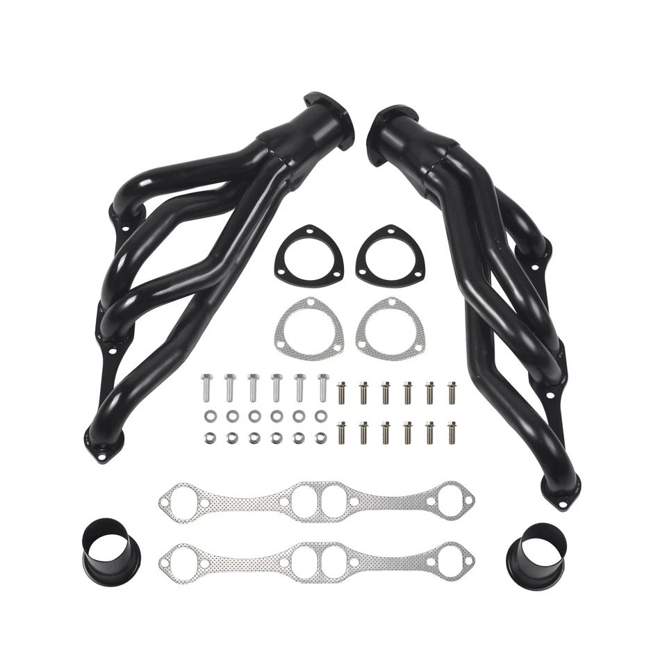 Cabezales de escape SS negros para Chevy bloque pequeño SB V8 262 265 283 305 327 350 400 Foto 1 de 4