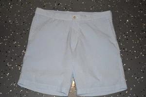 PETER MILLAR Gr. 34 Herren Polyester Nylon Seersucker Golfshorts blau gestreift - Bild 1 von 7