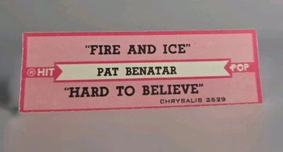 VTG Jukebox Title Strip PAT BENATAR Fire And Ice & Hard To Believe 1981 - Image 1 of 2
