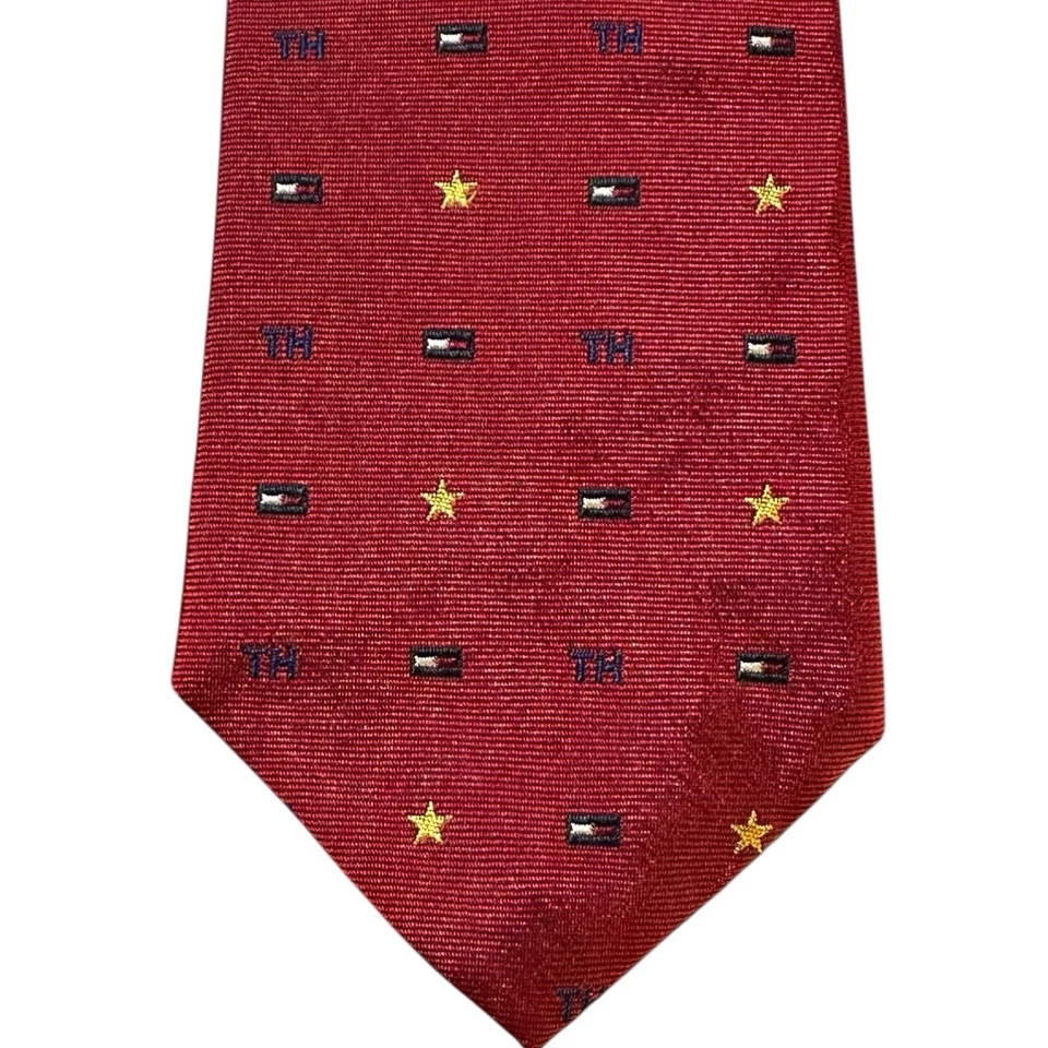 Corbata de seda Tommy Hilfiger vintage con estampado geométrico hecha en EE. UU. Foto 1 de 2