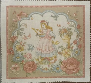 Joan Kessler/Concord ~ "Junges Mädchen füttert Vögel" ~ Baumwollstoff Panel ~ 7,5"x7,25" - Bild 1 von 2