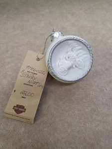 Harley Davidson 2001 A Starry Night Porcelain Bisque Christmas Ornament Nice   - Picture 1 of 7