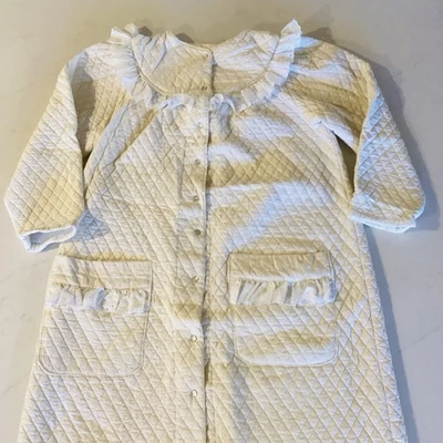 Abrigo Bata De Colección Retro Años 60 70 Azul Rayas Acolchado Cálido Grueso Casa M/L Off White Foto 1 de 4