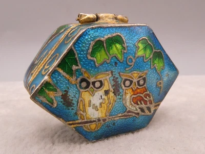 Deckeldose Pillendose Materialmix vergoldet mit färbiger Emaillierung Motive - Bild 1 von 4