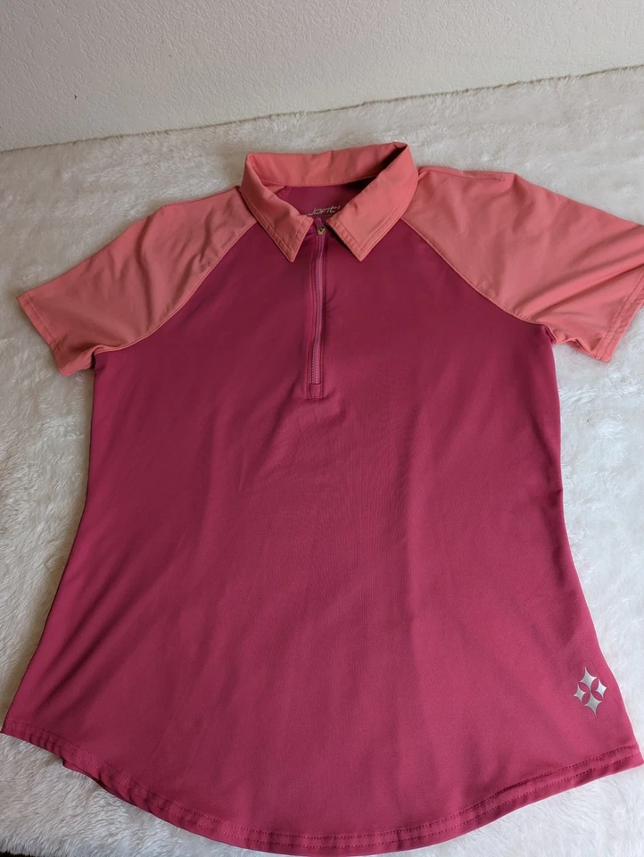 Jofit Women’s Golf Polo Shirt Small Pink Two-Tone Short Sleeve Half Zip Athletic - Image 1 of 4