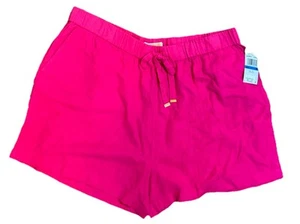 Michael Kors Women Linen Blend Shorts Electric Pink Pockets Size XL New $88 - Picture 1 of 9